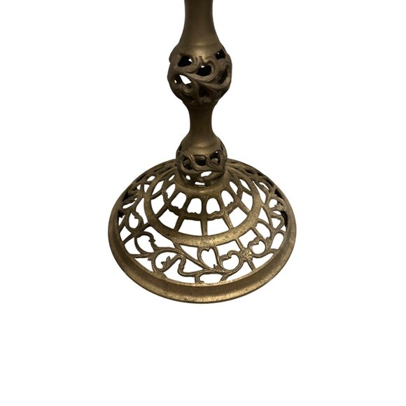 Antique Brass Ornate Table w/ Filigree Design 16 inches - Picture 6 of 8